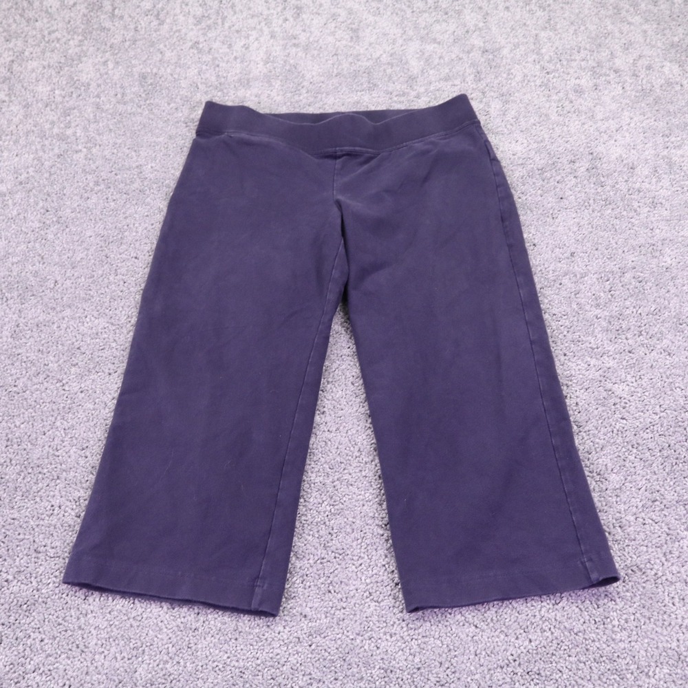 Lands End Starfish Crop Pants Womens Large Blue Pull On Cotton Blend Capris